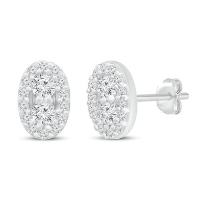 Diamond Stud Earrings 1/4 ct tw Round-cut 10K White Gold