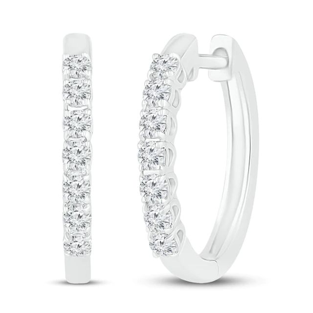 Diamond Hoop Earrings 1/2 ct tw 10K White Gold