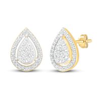 Diamond Teardrop Stud Earrings 1/3 ct tw Round-cut 10K Yellow Gold