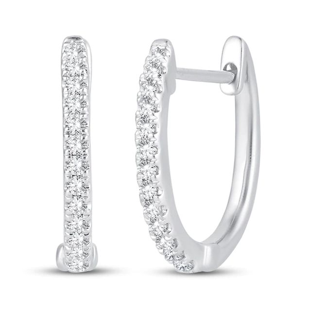 Diamond Hoop Earrings 1/8 ct tw Round-Cut 10K White Gold