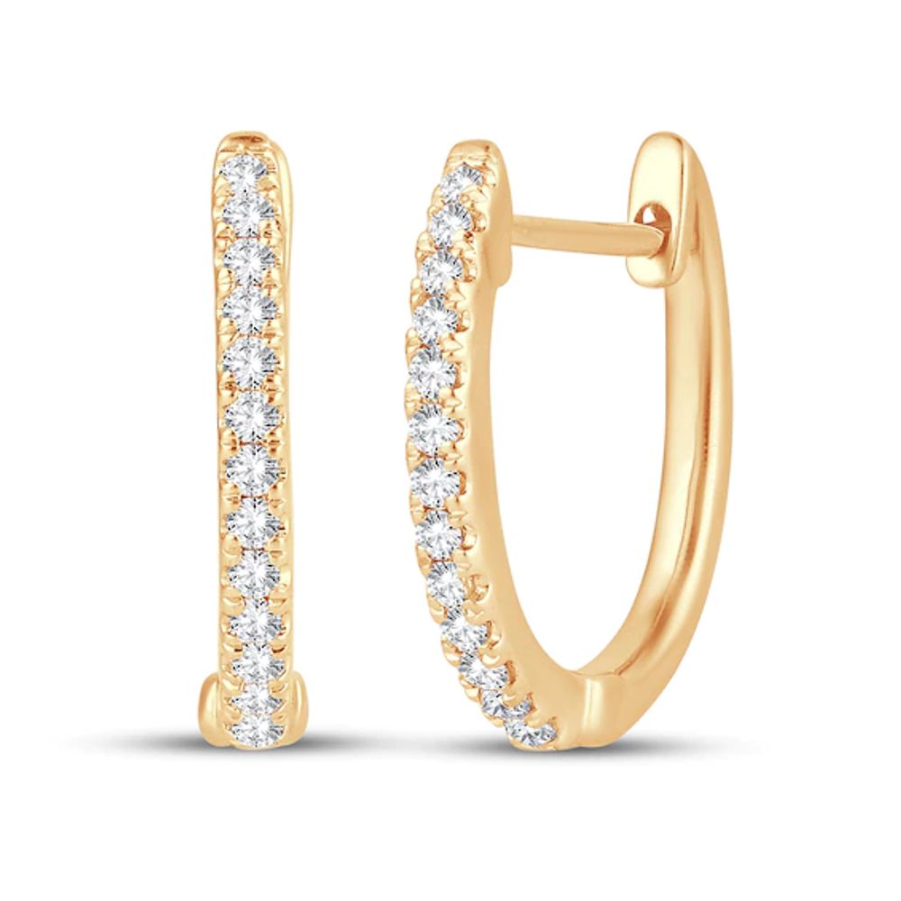 Diamond Hoop Earrings 1/8 ct tw Round-Cut 10K Yellow Gold