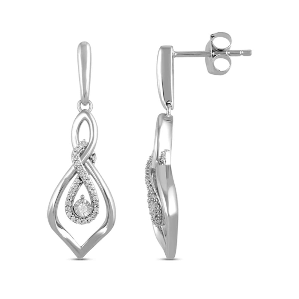 Diamond Earrings 1/10 ct tw Round-cut Sterling Silver