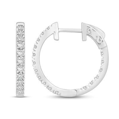 Diamond Hoop Earrings 1 ct tw Round-cut 10K White Gold