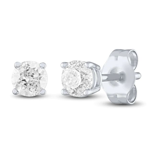 Diamond Solitaire Earrings 3/8 ct tw Round-cut Sterling Silver (J/I3)