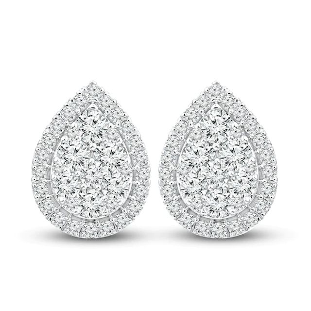 Multi-Diamond Earrings 1 ct tw Round-cut 10K White Gold