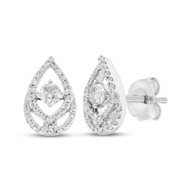 Love Entwined Diamond Stud Earrings 1/3 ct tw Round-cut 10K White Gold