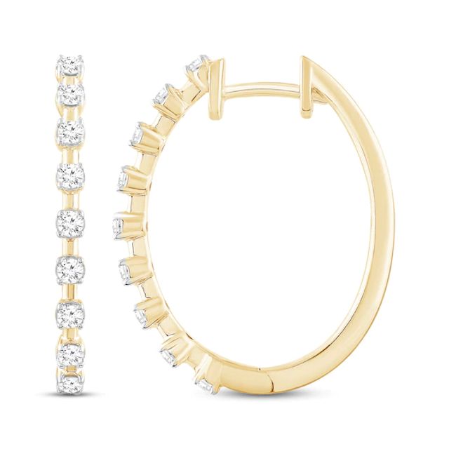 Round-Cut Diamond Hoop Earrings 1/3 ct tw 10K Yellow Gold