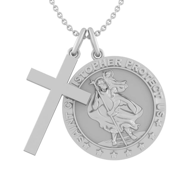 Saint Christopher Medallion and Cross Necklace