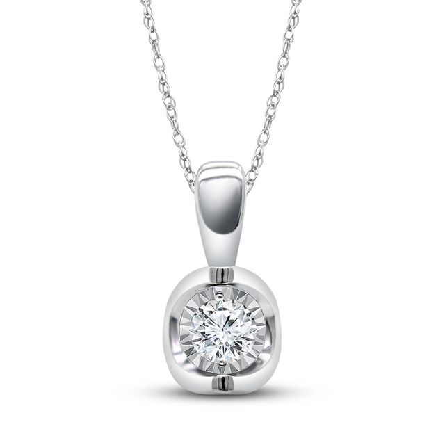Diamond Solitaire Necklace 1/4 ct tw Round-cut 10K White Gold 18" (J/I3)