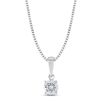 Diamond Solitaire Necklace 1/4 ct tw Round-cut 14K White Gold 18" (J/I2)