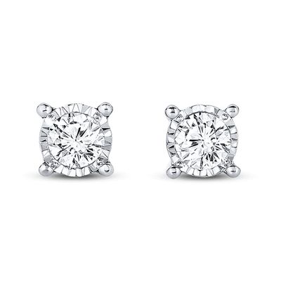 Solitaire Earrings 1/8 ct tw Diamonds Sterling Silver (J/I3