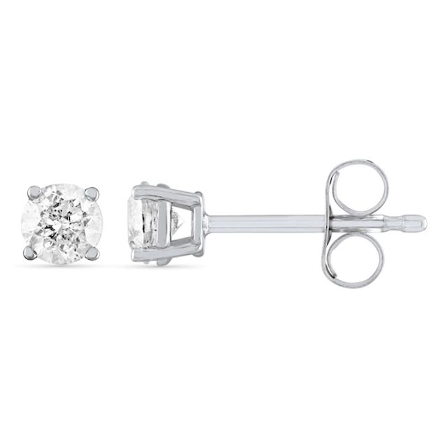Diamond Solitaire Earrings 3/4 ct tw Round-cut 10K White Gold (J/I3)