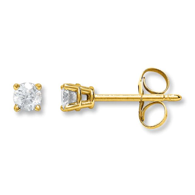 Diamond Solitaire Earrings 1/2 ct tw Round-cut 14K Yellow Gold (J/I2)
