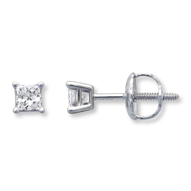 Diamond Solitaire Earrings 1/4 ct tw Princess-cut 14K White Gold (J/I1)