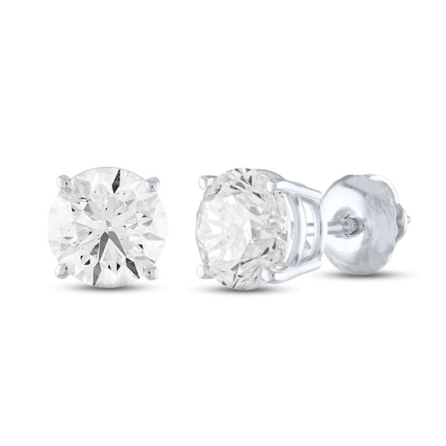 Diamond Solitaire Stud Earrings 3/4 ct tw Round-cut 14K White Gold (J/I1)