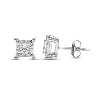 Radiant Reflections Diamond Solitaire Stud Earrings 7/8 ct tw Princess-cut 10K White Gold (J/I3)