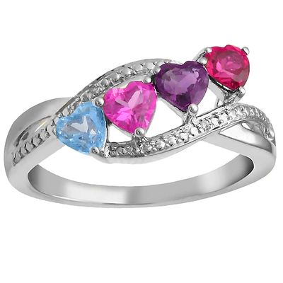 Heart Birthstone Family & Mother's Ring (1-4 Stones)