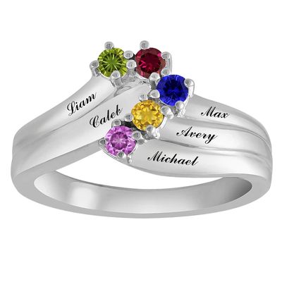 Mother's Family Birthstone Asymmetric Contoured Ring