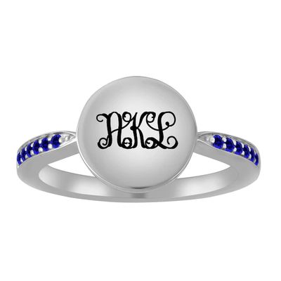 Birthstone Monogram Ring (1 Stone and 3 Initials)