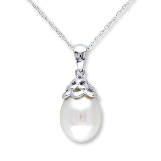 Cultured Pearl Necklace 10K White Gold