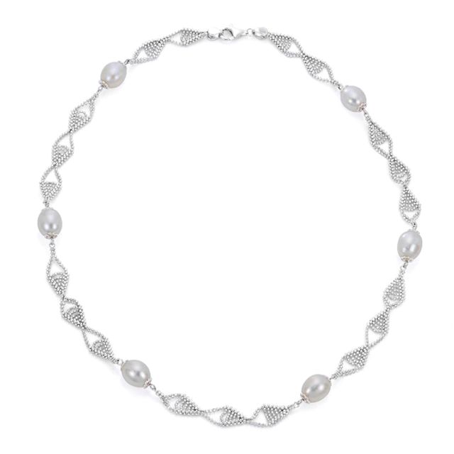 Cultured Pearl Necklace Sterling Silver 18"