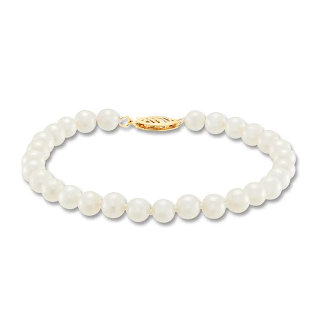 Cultured Pearl Bracelet 14K Yellow Gold 7.5"