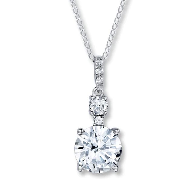 Cubic Zirconia Necklace Round-cut Sterling Silver