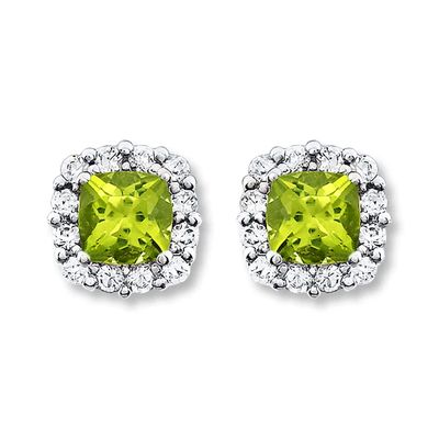 Peridot Earrings Lab-Created Sapphires Sterling Silver