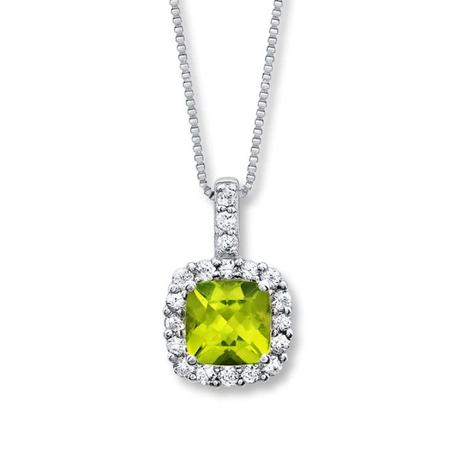 Peridot Necklace Lab-Created Sapphires Sterling Silver