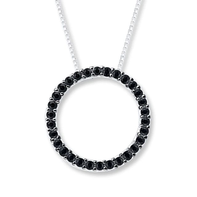 Black Onyx Circle Necklace Sterling Silver