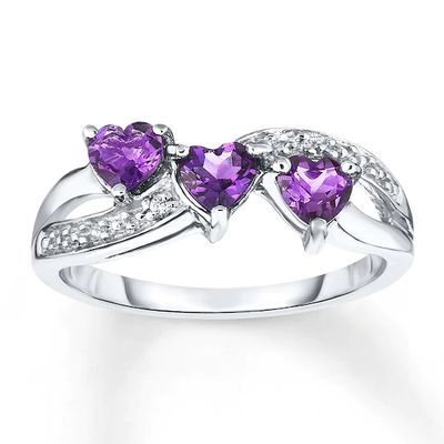 Amethyst Ring Diamond Accent Sterling Silver