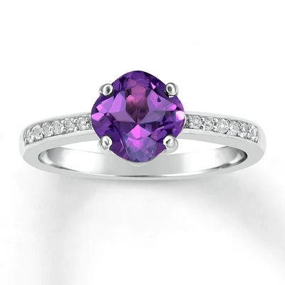 Amethyst Ring White Topaz Sterling Silver