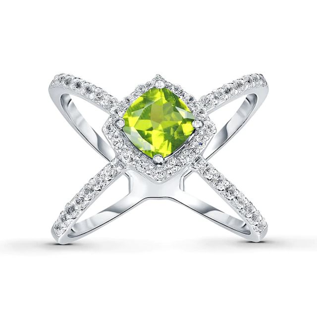 Peridot Ring White Topaz Sterling Silver