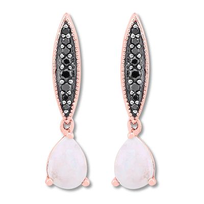 Lab-Created Opal Earrings 1/10 ct tw Diamonds 10K Rose Gold