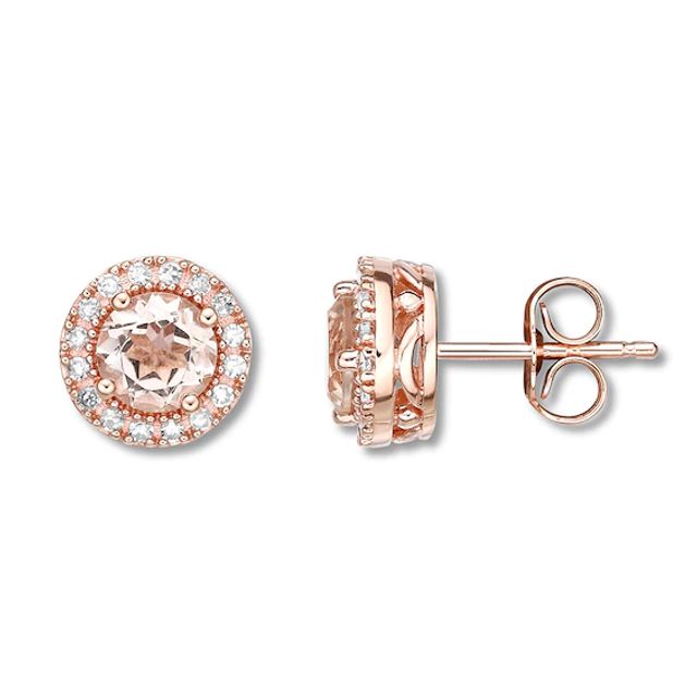 Morganite Earrings 1/6 ct tw Diamonds 10K Rose Gold