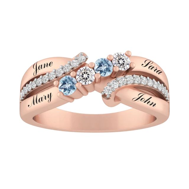 Mother's Family Birthstone Bypass Ring