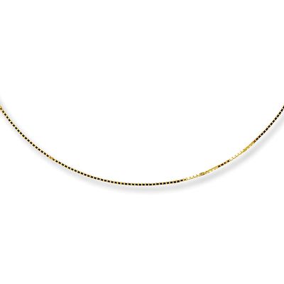 Box Chain Necklace Solid 14K Yellow Gold 18"