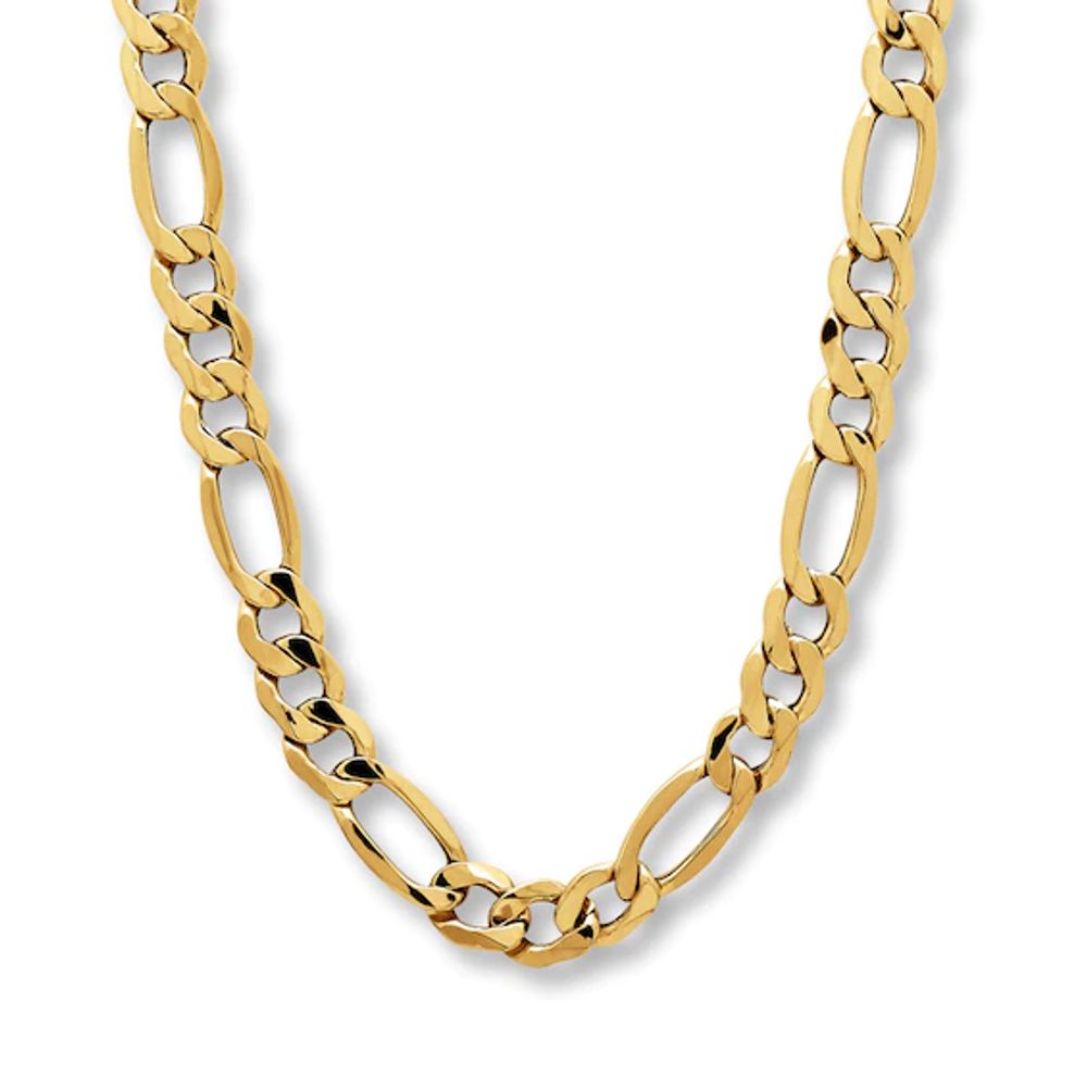 Hollow Figaro Link Necklace 10K Yellow Gold 22"