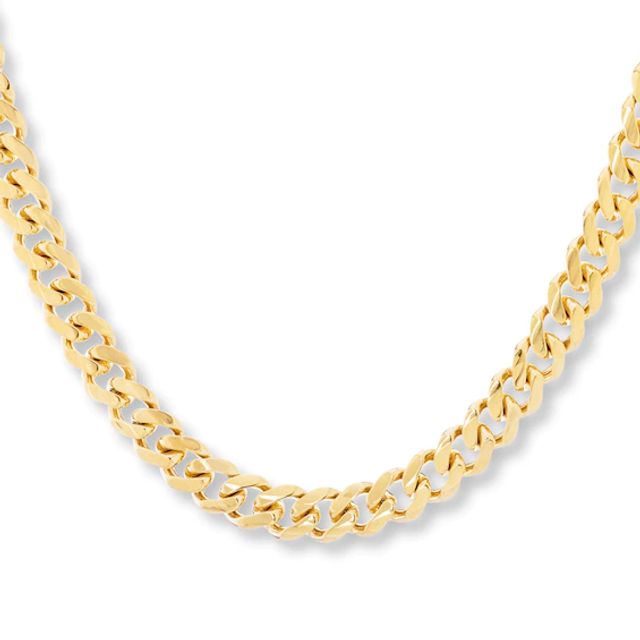 Solid Curb Chain Necklace 14K Yellow Gold 24"