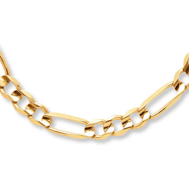 Concave Solid Figaro Link Necklace 10K Yellow Gold 22