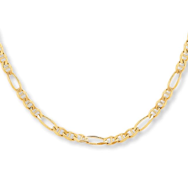 Solid Figarucci Chain Necklace 10K Yellow Gold 20"