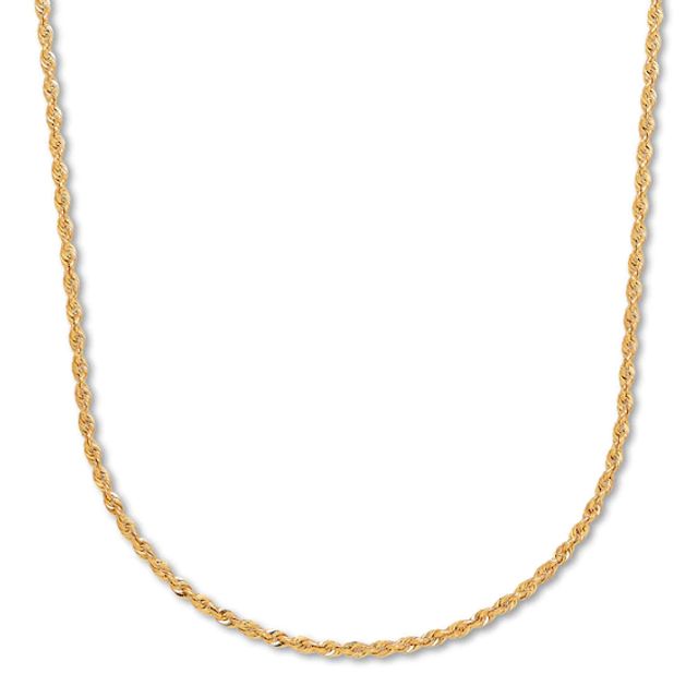 Semi-Solid Rope Chain Necklace 14K Yellow Gold 20