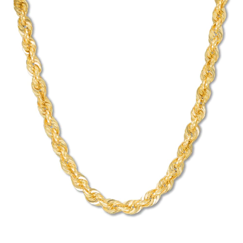 Semi-Solid Rope Chain Necklace 14K Yellow Gold 24