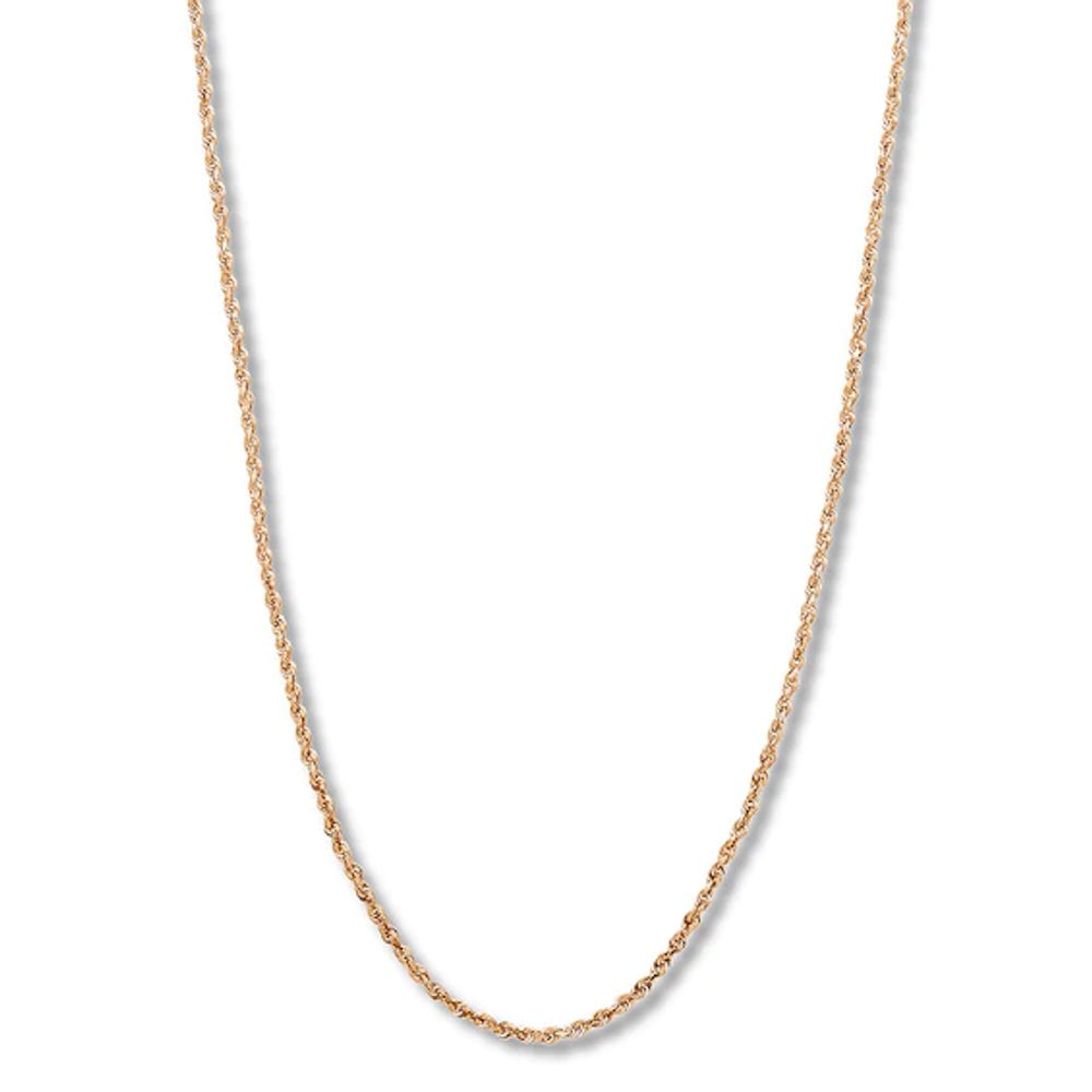 20" Semi-Solid Rope Chain Necklace 14K Yellow Gold Appx. 2.4mm