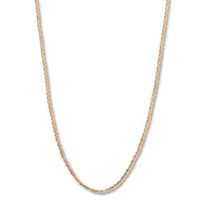 20" Semi-Solid Rope Chain Necklace 14K Yellow Gold Appx. 2.4mm