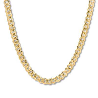 Solid Cuban Curb Chain Necklace 10K Yellow Gold 24"