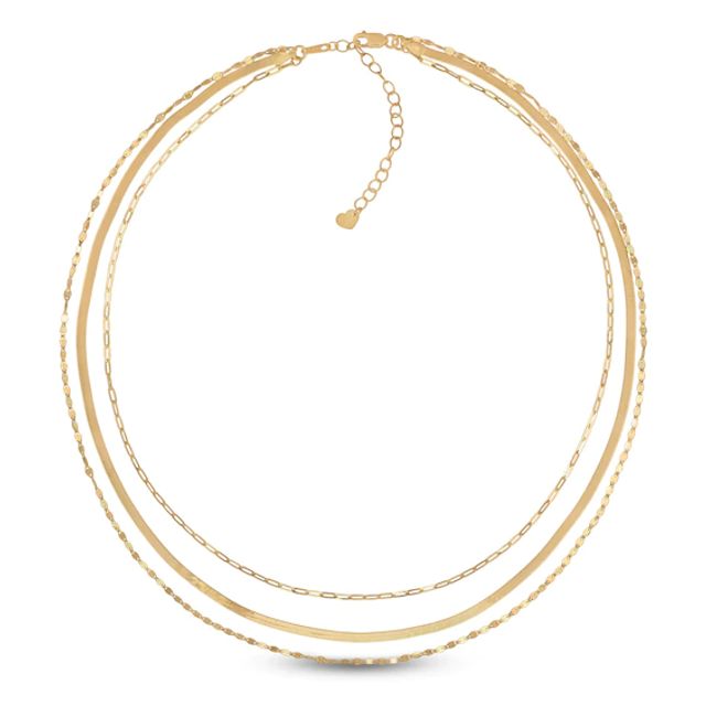 Solid Multi-Layer Necklace 10K Yellow Gold 17"