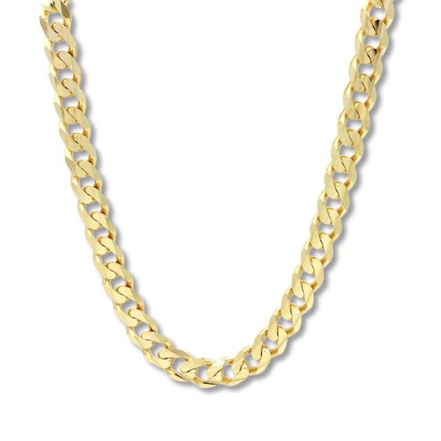 Curb Chain Necklace Solid 14K Yellow Gold 24"