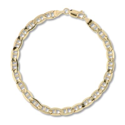 Hollow Mariner Link Chain Necklace 10K Yellow Gold 24"