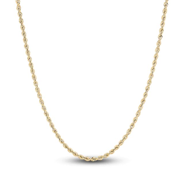 Semi-Solid Glitter Rope Chain Necklace 14K Yellow Gold 20"